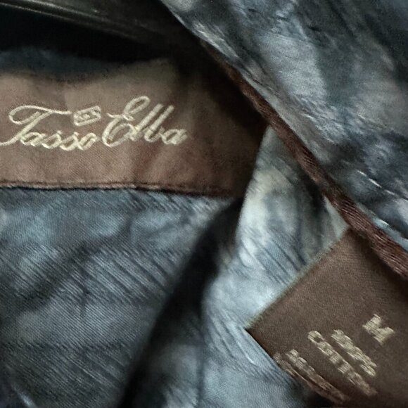 Tasso Elba Shirt Tie Dye Size Medium Cotton Dress Button Down Long Sleeve Blue - Picture 3 of 9